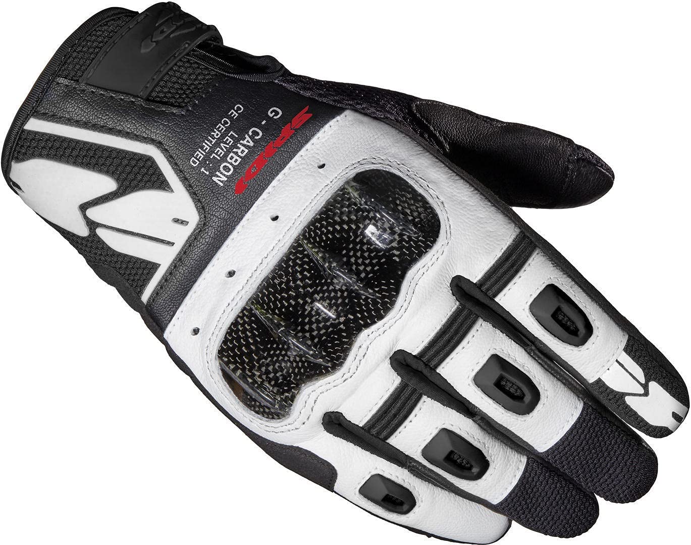 spidi-g-carbon-gants-moto-cuir-blanc-s-tactile-carbone image 1