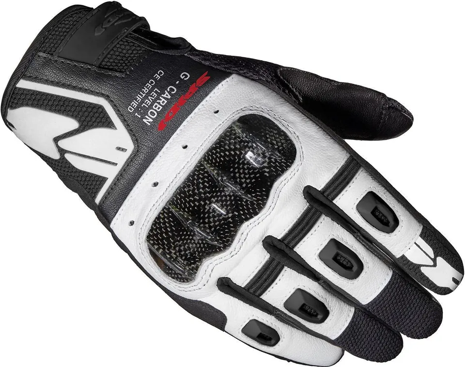 spidi-g-carbon-gants-moto-cuir-blanc-s-tactile-carbone image 1